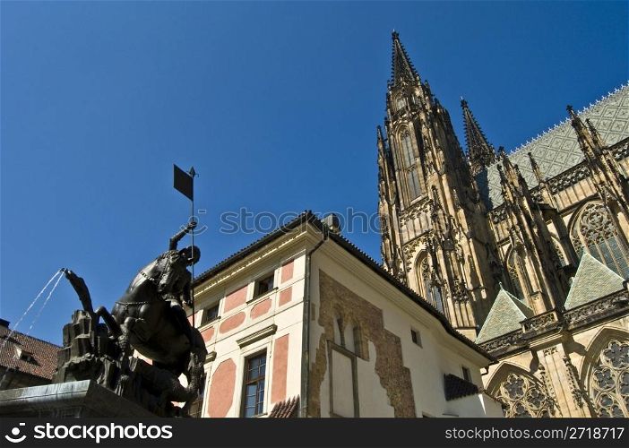 detail of the famous St Vitus Cathedral in Prague