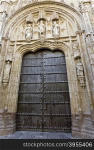 Detail of the gothic portal of the former Royal Hospital of San Sebastian in Cordoba, Spain