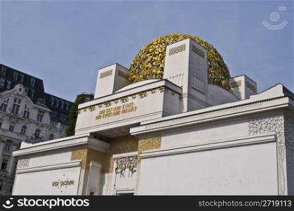 detail of the interesting architecture of the Secession in Vienna