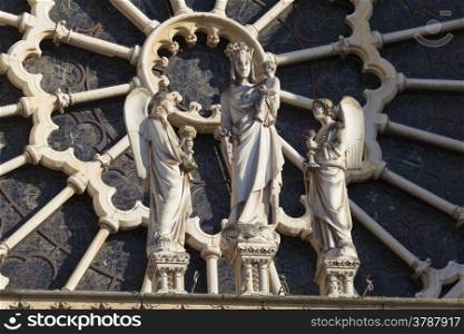 Detail of the Notre Dame cathedral, Paris, Ile-de-france, France