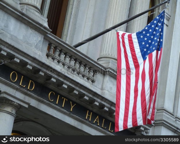 detail of the old Boston city hall