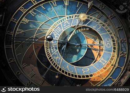 Detail of the Prague Astronomical Clock in the Old Town of Prague. Prague Astronomical Clock