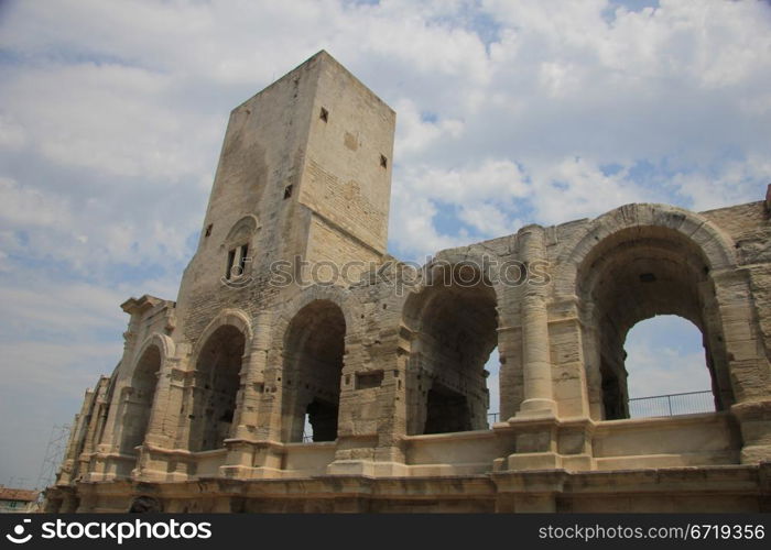 Detail of the Roman Arena in Arles, Provence, France