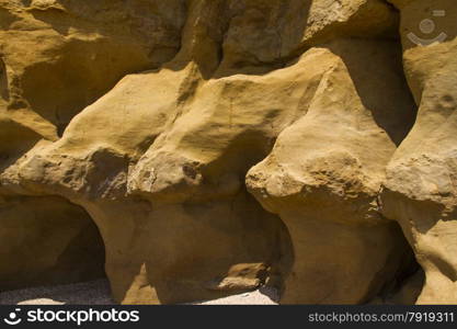 Detail of the Sandstone Cliffs at Hive Beach, Burton Bradstock, Bridport, Dorset, England, United Kingdom.