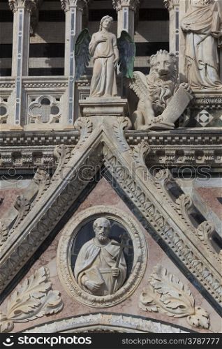 Detail of the Siena cathedral, Tuscany, Italy