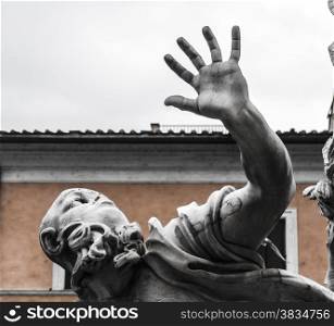 detail of the statue dedicated to the river Rio de la Plata. This is one of the four statue dedicated to the longest rivers known in the reinassence era. It&rsquo;s located in piazza Navona in the heart of Rome