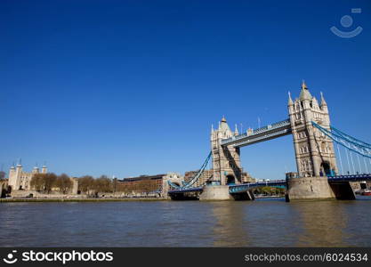 Detail of the tower bridge of London, England