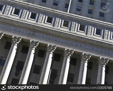 detail of the United States Courthouse in Manhattan, NYC