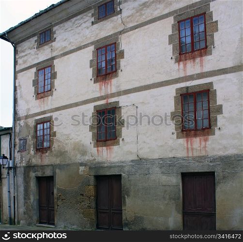 detail of typical buildings in the city of viveiro, spain