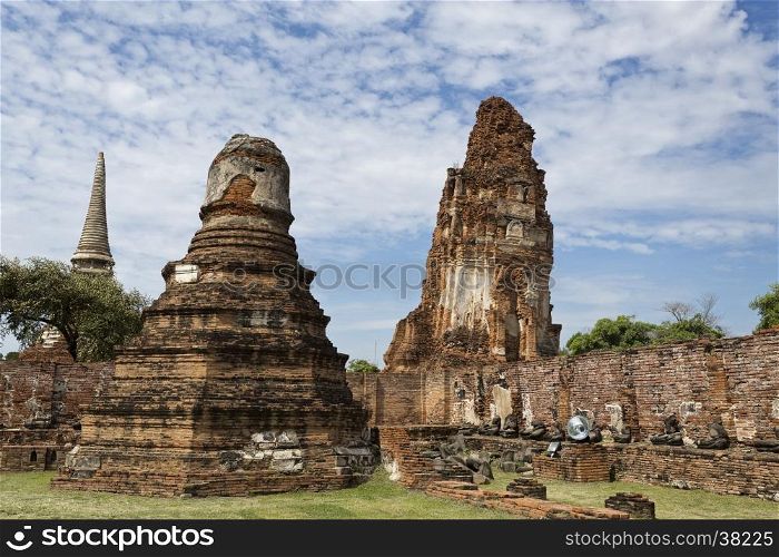 Detail of Wat Mahathat, Temple of the Great Relic, a Buddhist temple in Ayutthaya, central Thailand