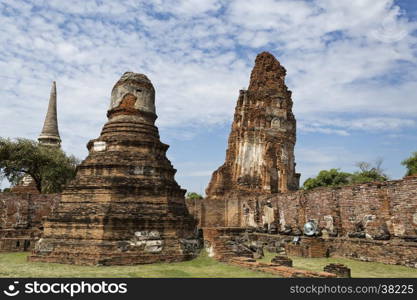 Detail of Wat Mahathat, Temple of the Great Relic, a Buddhist temple in Ayutthaya, central Thailand