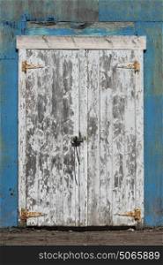 Detail of weathered door, Cabot Beach Provincial Park, Malpeque Bay, Prince Edward Island, Canada