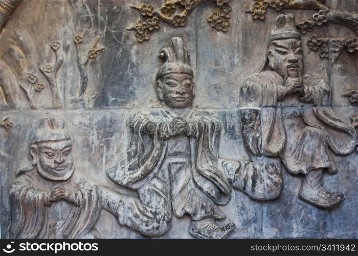 Detail on a wall of three taoist ancient in Beijing, close to Forbidden City
