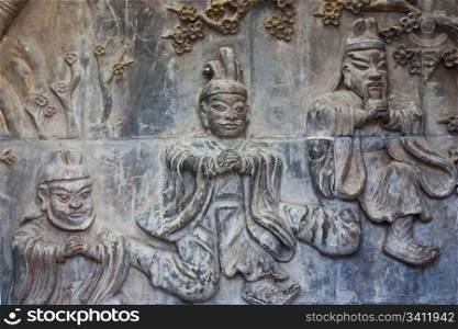 Detail on a wall of three taoist ancient in Beijing, close to Forbidden City