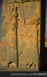 Detail, procession of king and his servants, [capital city of Persian empire, Darius ] Persepolis, Iran, Middle East