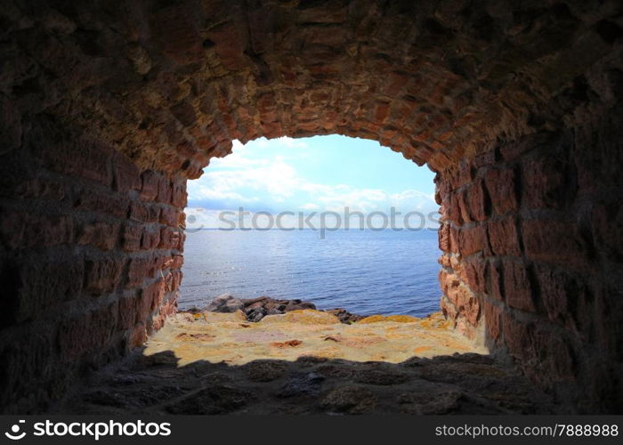 Detail view fort Christiansoe island Bornholm in the Baltic Sea Denmark Scandinavia Europe