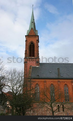 Detail view of a beautiful church in Ladenburg, Germany