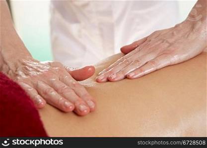 Detail woman having back massage