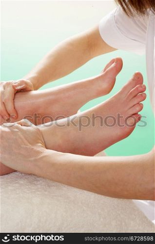 Detail woman having foot massage