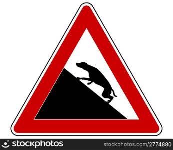 Detailed and colorful illustration of slope warning sign for dogs. Slope warning sign for dogs