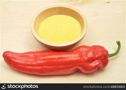 Detailed but simple image of polenta and paprika