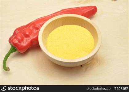 Detailed but simple image of red paprika and polenta