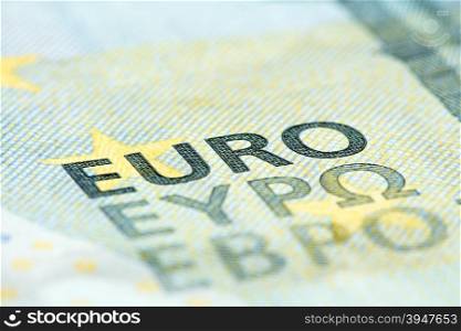 Detailed close up of a five Euro banknote from Europe serie