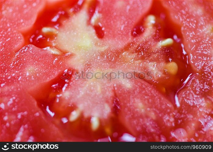 detailed close up of Tomato slice / macro tomatoes