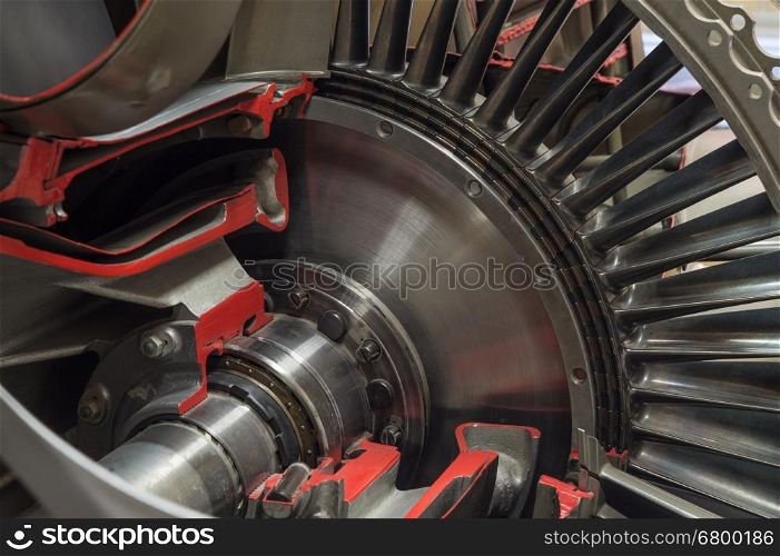 Detailed exposure of a turbo jet engine.