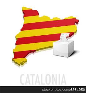 detailed illustration of a ballotbox in front of a map of Catalonia, eps10 vector