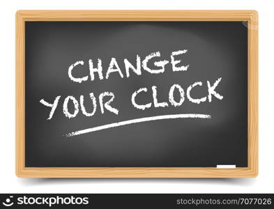 detailed illustration of a blackboard with Change your clock text, eps10 vector, gradient mesh included