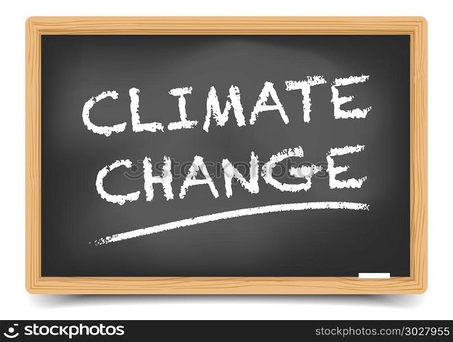 detailed illustration of a blackboard with Climate Change text, eps10 vector, gradient mesh included. Blackboard Climate Change