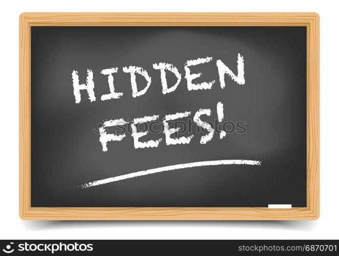 detailed illustration of a blackboard with Hidden Fees text, eps10 vector, gradient mesh included