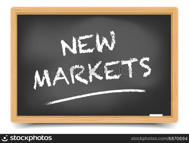 detailed illustration of a blackboard with New Markets text, eps10 vector, gradient mesh included