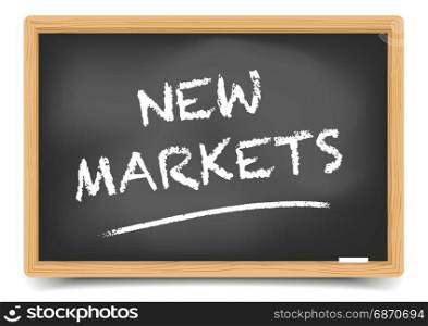 detailed illustration of a blackboard with New Markets text, eps10 vector, gradient mesh included