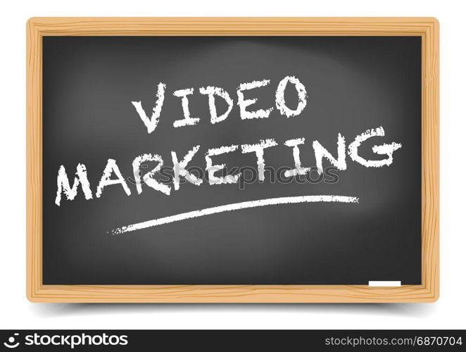 detailed illustration of a blackboard with Video Marketing text, eps10 vector, gradient mesh included