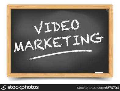 detailed illustration of a blackboard with Video Marketing text, eps10 vector, gradient mesh included