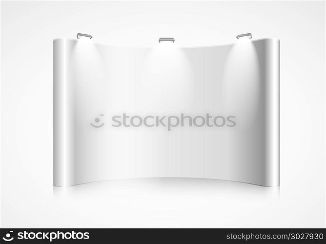 detailed illustration of a blank curved exhibition wall, eps10 vector. curved exhibition wall