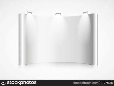 detailed illustration of a blank curved exhibition wall, eps10 vector. curved exhibition wall