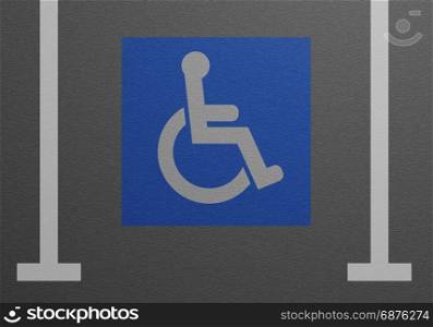 detailed illustration of a blue wheelchair sign in a parking lot, eps10 vector
