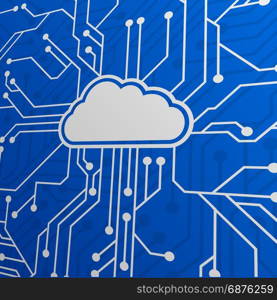 detailed illustration of a circuit with cloud, cloud computing and integration concept, eps10 vector