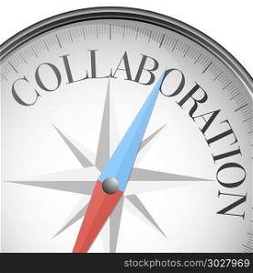 detailed illustration of a compass with Collaboration text, eps10 vector. compass concept collaboration