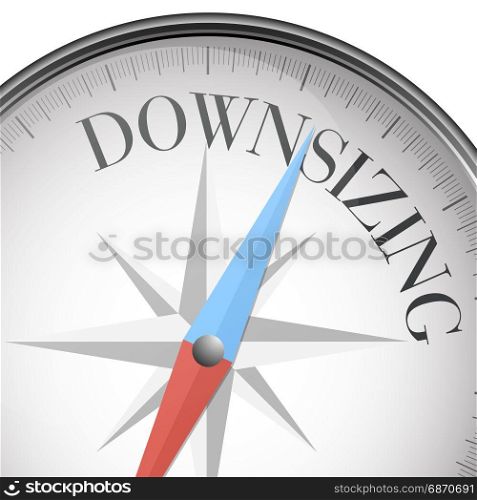 detailed illustration of a compass with downsizing text, eps10 vector