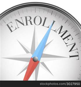 detailed illustration of a compass with enrollment text, eps10 vector. compass concept enrollment