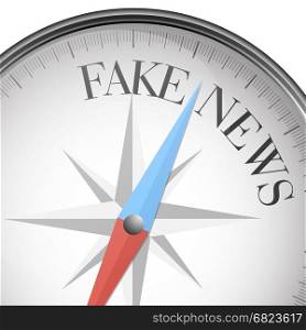 detailed illustration of a compass with Fake News text, eps10 vector