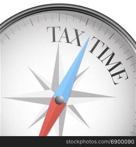 detailed illustration of a compass with Tax Time text, eps10 vector