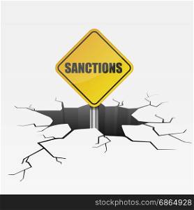 detailed illustration of a cracked ground with sanctions sign, eps10 vector