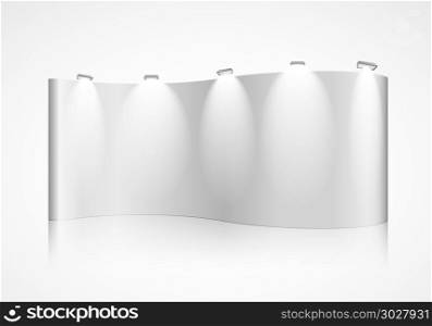 detailed illustration of a curved blank exhibition wall, eps10 vector. curved exhibition wall