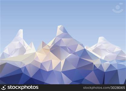 detailed illustration of a low poly mountain scenery, eps10 vector. low poly mountain scenery