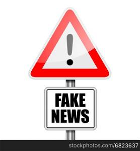 detailed illustration of a red attention Fake News sign, eps10 vector